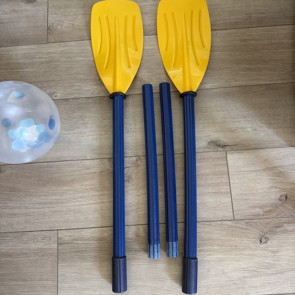 Two Collapsible Canoe Kayak Rafting plastic Paddles 48" Long Yellow and Blue
